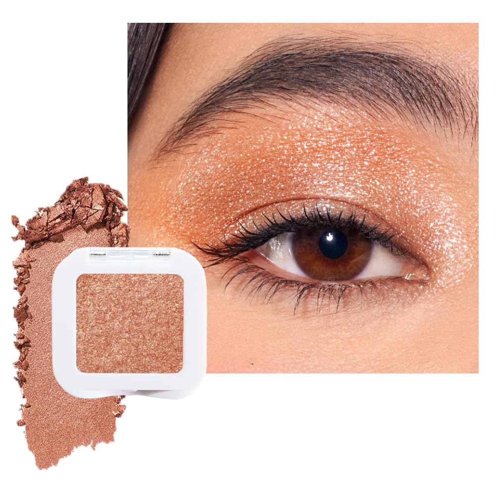 Glittler Single Eye Shadow Palette Makeup, Champagne Gold Sparkle Shimmer Monochrome Eyeshadow For Old Women, Pigmented Waterproof Sombras Para Ojos, Vegan, Talc, Paraben & Cruelty Free, 01-BrightBean Baby