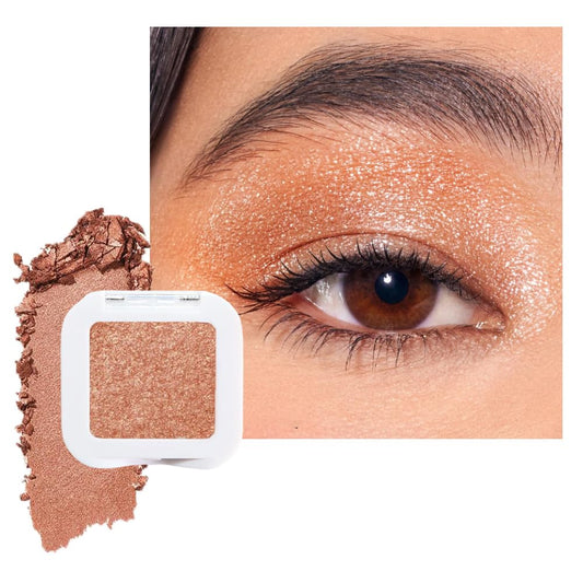 Glittler Single Eye Shadow Palette Makeup, Champagne Gold Sparkle Shimmer Monochrome Eyeshadow For Old Women, Pigmented Waterproof Sombras Para Ojos, Vegan, Talc, Paraben & Cruelty Free, 01-BrightBean Baby