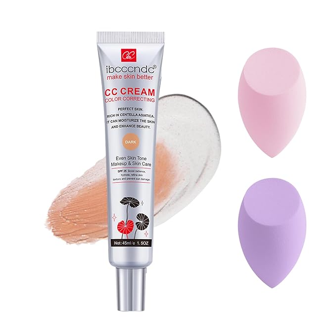 Color Correcting CC Cream,Invisible Pores Cream Foundation And Invisible Pores Concealer,CC Cream Foundation Rich In Centella Asiatic, Moisturizing And Waterproof CC Cream With Spf 25 (DARK)-BrightBean Baby