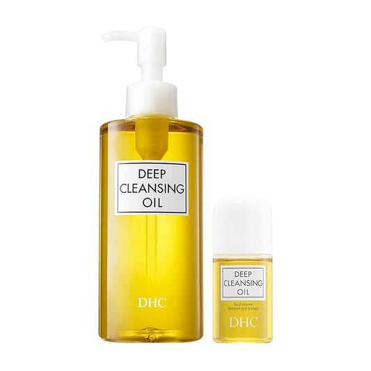 DHC Deep Cleansing Oil and Travel Size, Facial Cleansing Oil, Makeup Remover, Cleanses without Clogging Pores, Residue-Free, Fragrance and Colorant Free, For All Skin Types, 6.7 oz and 1 oz-BrightBean Baby