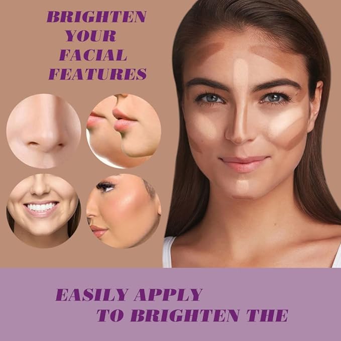 5Pcs Cream Contour Sticks Makeup Kit,Primer Face Makeup Highlighter Stick Contouring Makeup Kit for Beginners,Highlight and Contour Kit,Cream Concealer Makeup Blur Stick-BrightBean Baby
