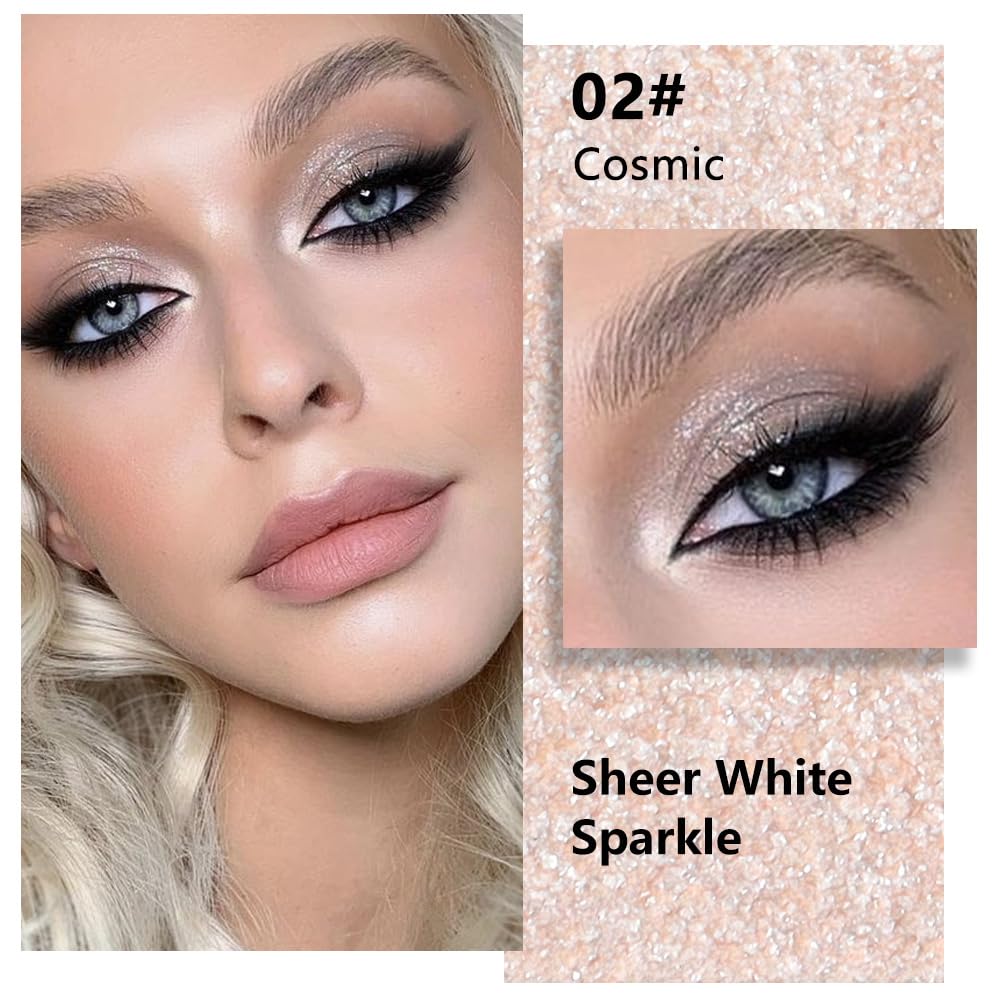 Glittler Single Eye Shadow Palette Makeup, Sheer White Sparkle Shimmer Monochrome Eyeshadow For Old Women, Pigmented Waterproof Sombras Para Ojos, Vegan, Talc, Paraben & Cruelty Free, 02-BrightBean Baby