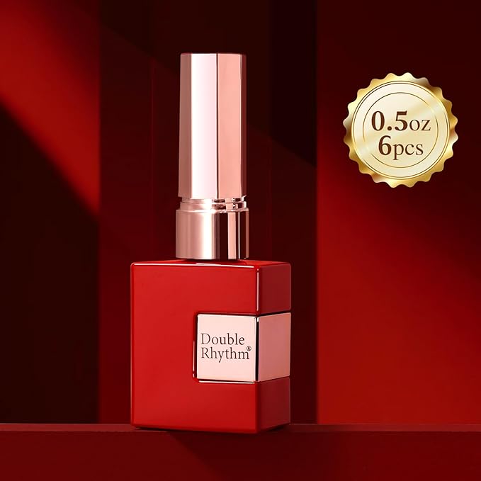 Double Rhythm 6 Pcs 15 ML Gel Polish Set Same Color Same Bottle Soak Off Gel Polish Kit Nail Art Manicure Salon DIY at Home for Women (Glitter Burgundy Dark Cherry Red Maroon-T6-7)-BrightBean Baby