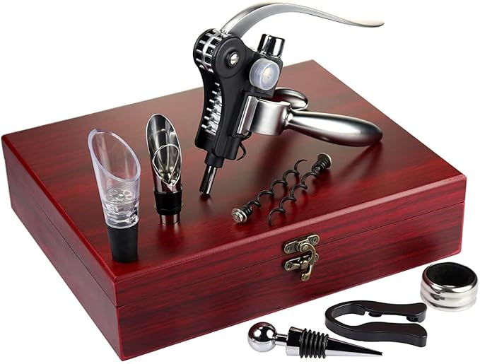 Wine Opener Set with Foil Cutter, Bottle Stopper & Pourer