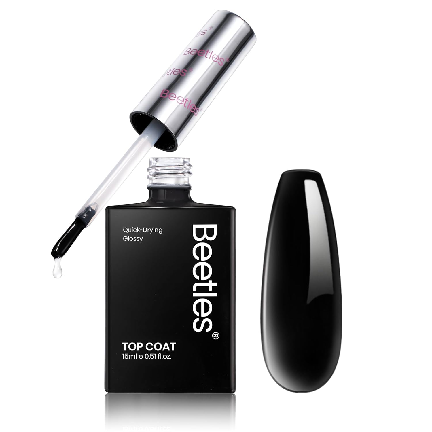 Beetles Top Coat Nail Polish, 15ml Clear Nail Polish Quick Dry, High Gloss Shine Finish and Long Lasting Nail Protector Nail Art Design Diy Gifts for Women-BrightBean Baby