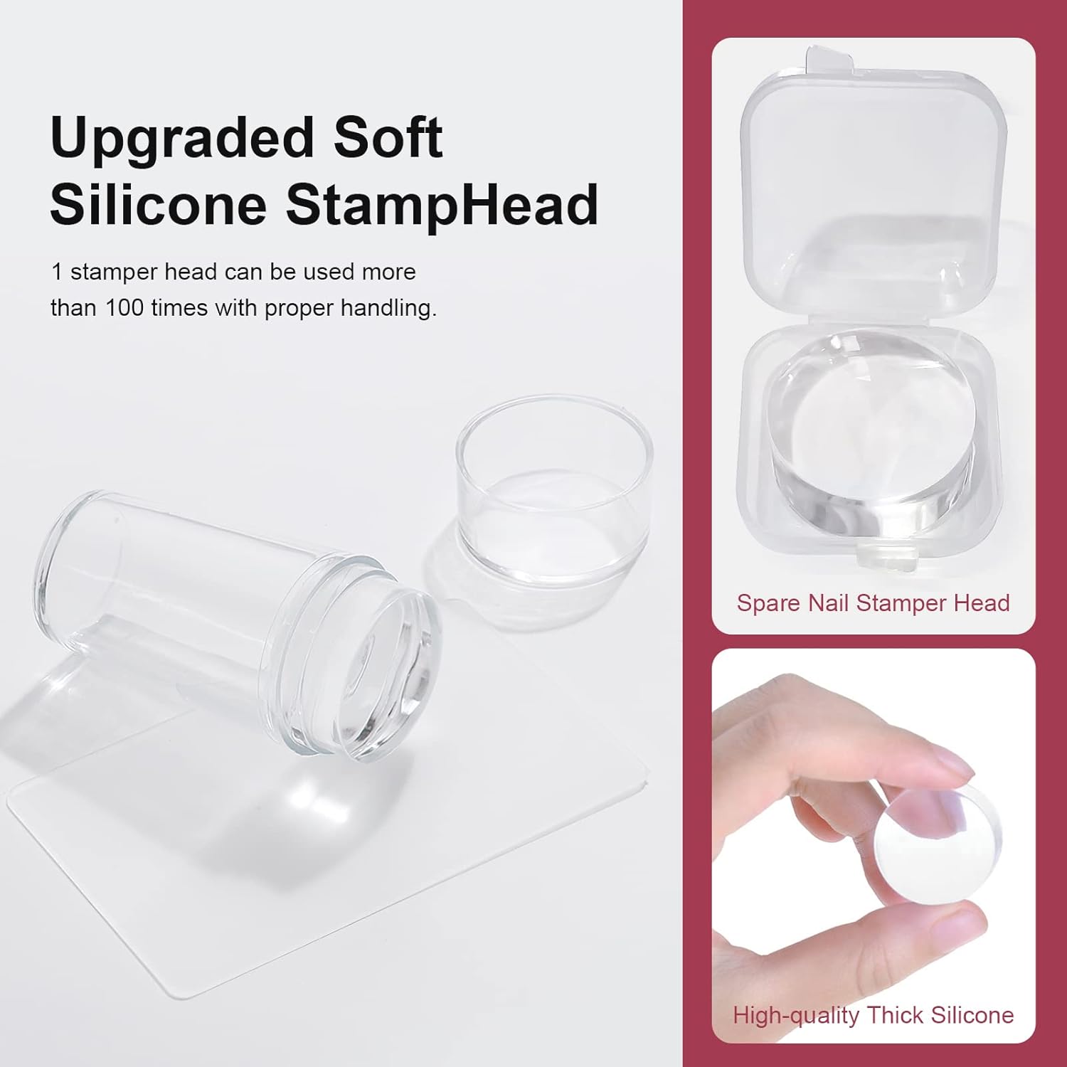 Nail Art Stamper Clear Silicone Nails Stamping Jelly with Scraper Transparent Visible Body DIY Manicure Nail Art Tool C-BrightBean Baby