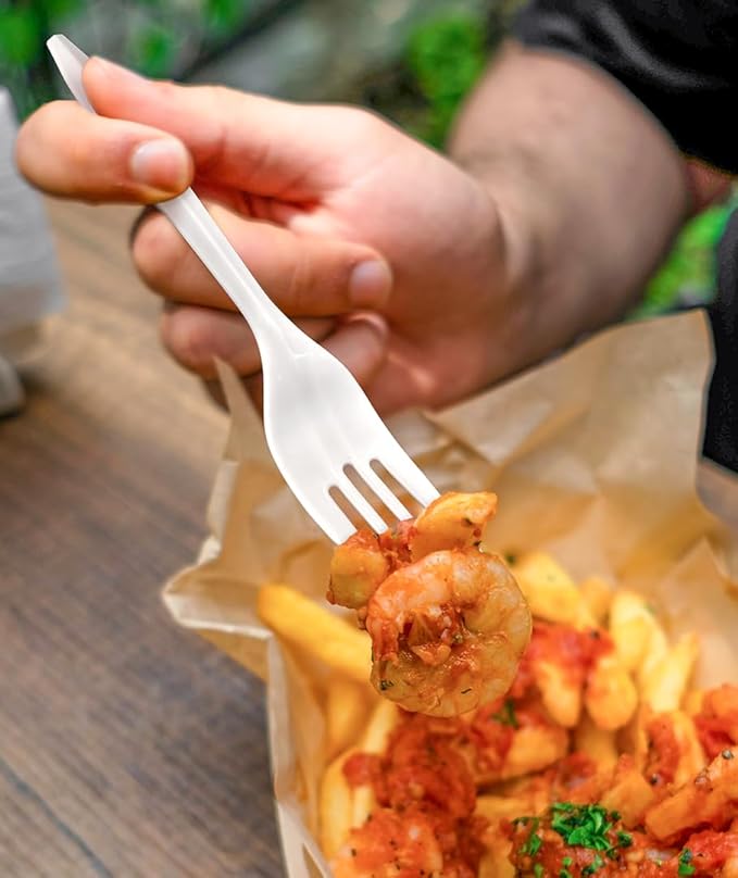 1000PCS Disposable Plastic Forks Silverware Set Bulk Fork White Reusable Heavy Duty Disposable Cutlery Plastic Utensils Flatware for Home Restaurant Party Picnic Camping Travel (Forks-1000pcs)