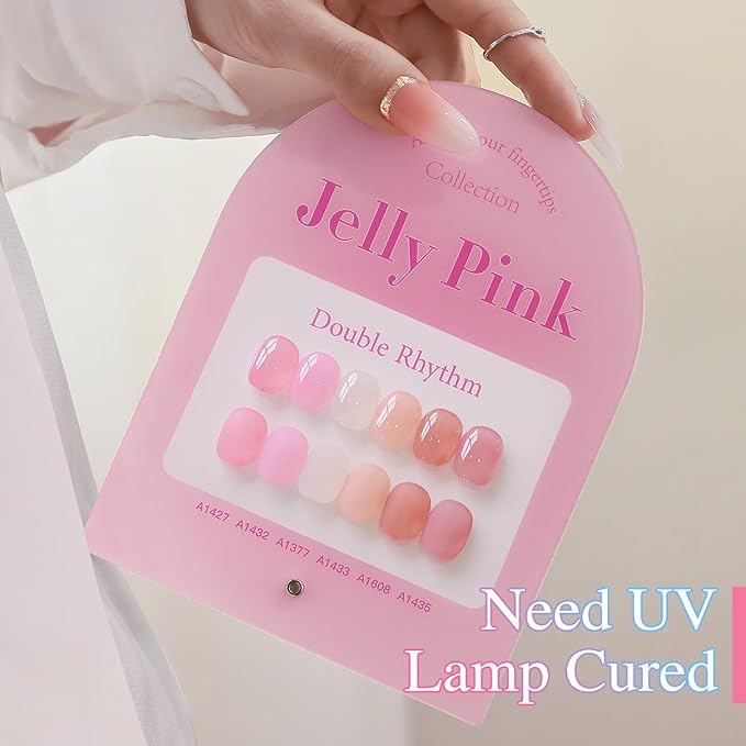 Double Rhythm 6 Pcs 15 ML Gel Polish Set Same Color Same Bottle Soak Off Gel Polish Kit Nail Art Manicure Salon DIY at Home for Women (Jelly Milky White Nude Pink Rose-T6-23)-BrightBean Baby