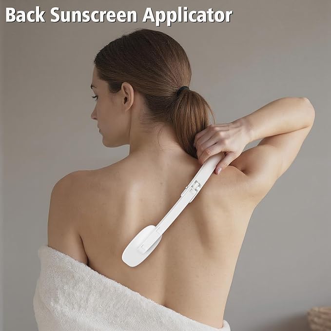 Self Tanner Brushes- Extra Large Blend & Blur Body Kabuki Brush & Back Sunscreen Applicator with Handle, 2 Pcs, Body Makeup Brushes for Legs, Face, Foundation, Tanning, Back Lotion Applicator (Purple)-BrightBean Baby