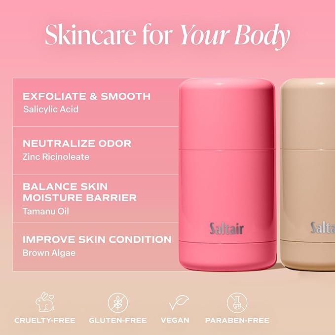 Saltair Skincare Deodorant - Aluminum-Free Deodorant for Men and Women with Long Lasting Odor Protection Zinc and BHA. Refillable Stick, Suitable for Sensitive Skin, 2 Pack Signature Scents-BrightBean Baby
