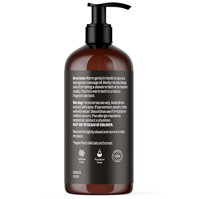 Ylang Ylang + Ginger Lymphatic Drainage Massage Oil – with Collagen & Stem Cells for Circulation, Detox & Cellulite Removal – Body Oil for Muscle Relief, Skin Firming & Relaxation – 8oz by M3 Naturals-BrightBean Baby