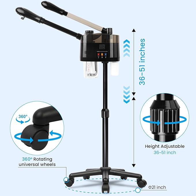 Professional Facial Steamer, Hot&Cold Mist Facial Steamer, Facial Humidifier on Wheels, Esthetician Steamer for Facial Deep Cleaning and Moisturize, Suitable for Spa, Salon and at Home Use-BrightBean Baby