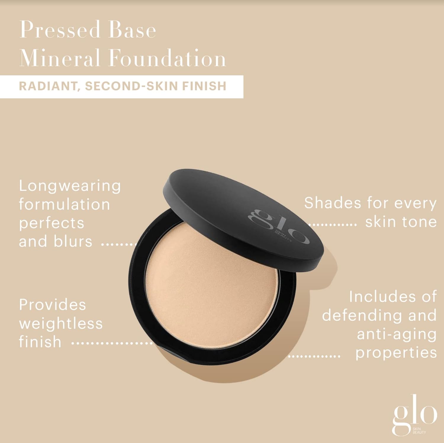 Glo Skin Beauty Pressed Base Powder Foundation Makeup (Golden Medium) - Flawless Coverage for a Radiant Natural, Second-Skin Finish-BrightBean Baby