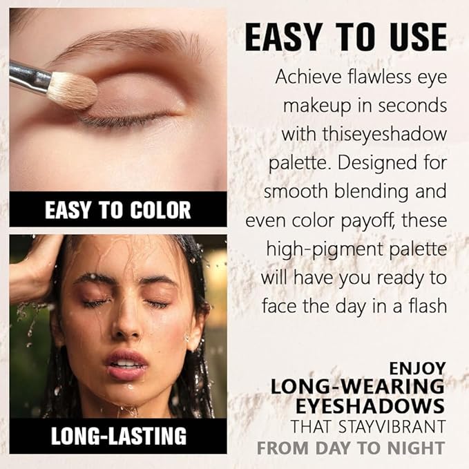 Light Brown Single Glitter Eyeshadow Makeup, Neutral Powde Eye Shadow for Women, Brown Shimmer Singles Eyeshadow Palette Pigmented Waterproof, sombras para ojos,Girls Monochrome Eyeshadows Gift-BrightBean Baby