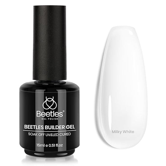 Beetles Milky White Builder Gel for Nails 7 in 1 Strengthener Gel for Nail Extension Building Nail Apex DIY at Home Beauty Gift Sets for Women,Base Coat Need-BrightBean Baby