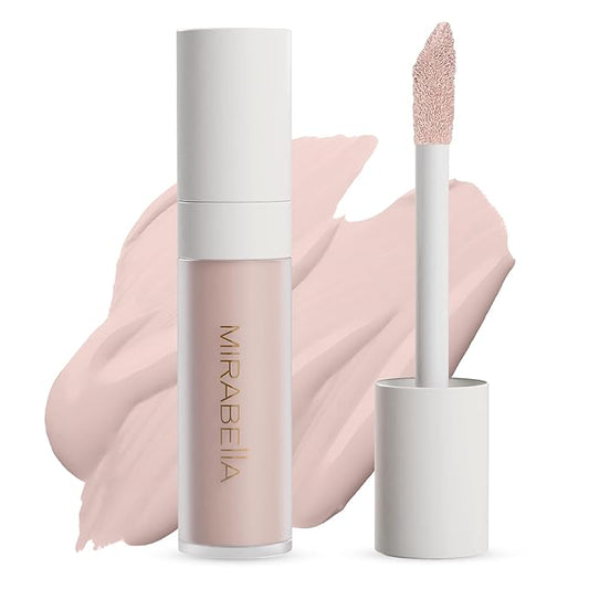 Mirabella Invincible For All Perfecting Under Eye Concealer Full Coverage - Hydrating Makeup Concealer for Dark Circles, Fine Lines & Wrinkles w/Hyaluronic Acid - Porcelain P00-BrightBean Baby