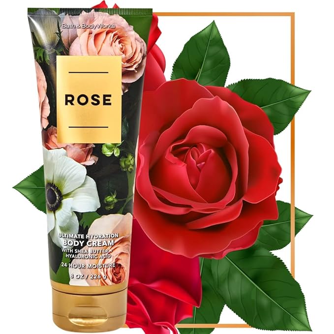Bath and Body Works Rose Ultra Shea Body Cream 8 Ounce Medern Delicate-BrightBean Baby
