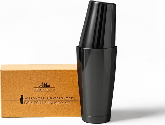 A Bar Above Professional Boston Shakers Set 18 oz Weighted and Unweighted Stainless Steel Cocktail Shaker Set for Bartenders, Premium 304 Steel Bar Shaker, Essential Bartending Tools for Mixing Drinks