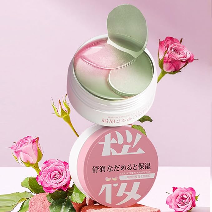 Under Eye Patches for Dark Circles, 30 Pairs Retinol Collagen Eye Gels Mask, Eye Patches for Dark Circles and Puffiness, Anti Aging Moisturizer For Women Gift, Crystal Cherry Blossom Color Eye Masks-BrightBean Baby