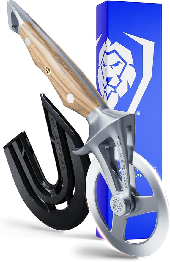 Dalstrong Pizza Wheel Cutter - Olive Wood Handle - The Orbit Razor Unique Pizza Wheel & Cutter -High-Carbon Heavy-Duty Stainless Steel - Razor Sharp - Thumb Guard Protection & Blade Cover