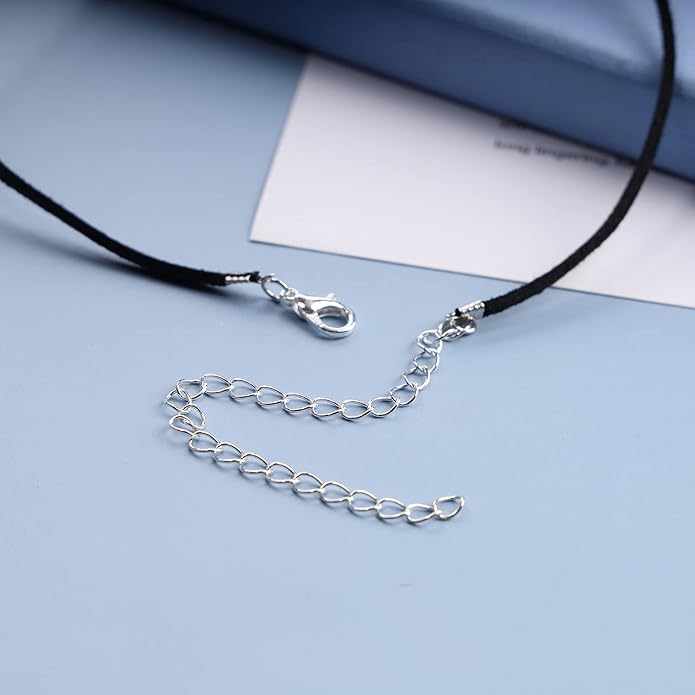 Boho Leather Choker Necklace Thin Black Suede Velvet Necklace Chain Vintage Minimalist Beaded Necklace 90s Chain Jewelry for Women Gifts-BrightBean Baby