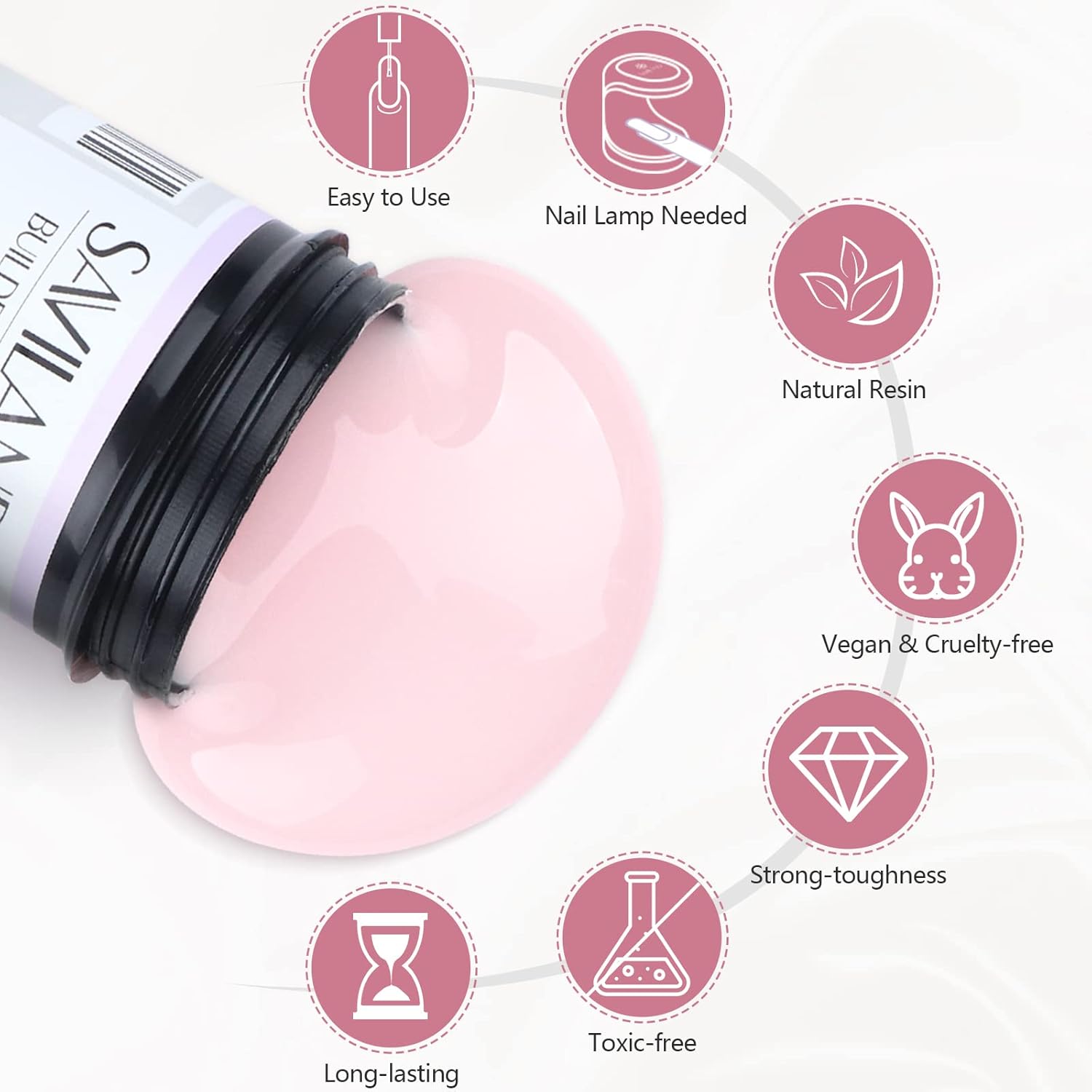 SAVILAND 100 G Builder Nail Gel - 3.5 oz Light Pink Hard Gel for Extension Nail Art Manicure Starter for Professional Nails Salon Home DIY-BrightBean Baby