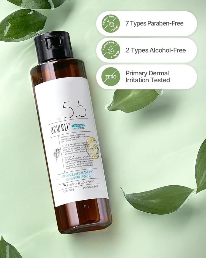 ACWELL Licorice pH Balancing Korean Toner for Cleansing - Alcohol-Free PH5.5 Hydrating Facial Astringent -Skin Clarifying & Hydration Boosting Toner, 5.1 fl.oz. 2 Pack-BrightBean Baby