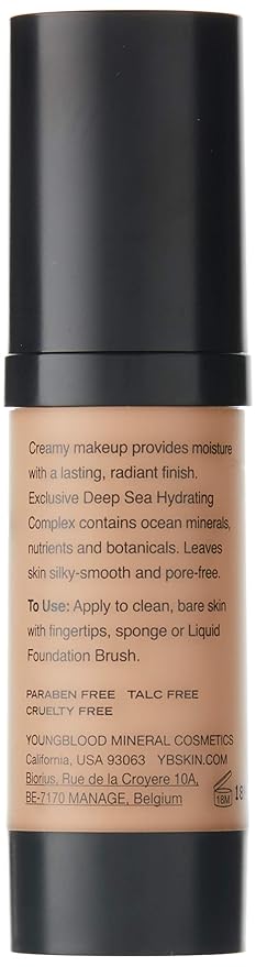 Youngblood Clean Luxury Cosmetics Liquid Mineral Foundation, Capri | Dewy Mineral Lightweight Full Coverage Makeup for Dry Skin Poreless Flawless Tinted Glow | Vegan, Cruelty Free, Gluten-Free-BrightBean Baby