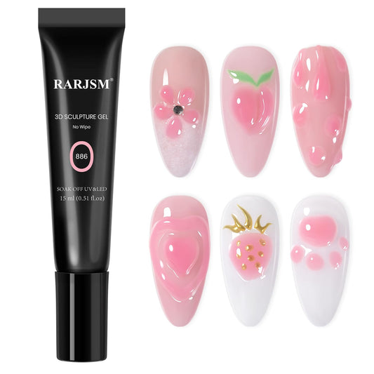 RARJSM 3D Nail Art Sculpture Gel - Nude, Pink, Rhinestone Glue, DIY Drawing, Hard Nail Craving, Sculpting Gel, UV LED Curing-BrightBean Baby