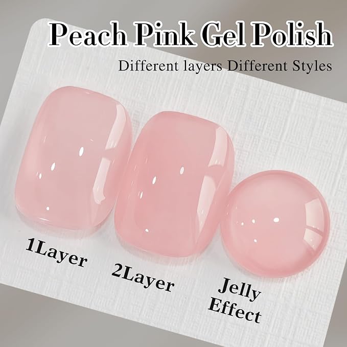 Double Rhythm 0.50 OZ Translucent Gel Polish Same Color Same Bottle Sheer Pastel Neutral Natural Milky 15 ML Jelly UV Nail Art DIY at Home (Jelly Rose Pink-A1380)-BrightBean Baby