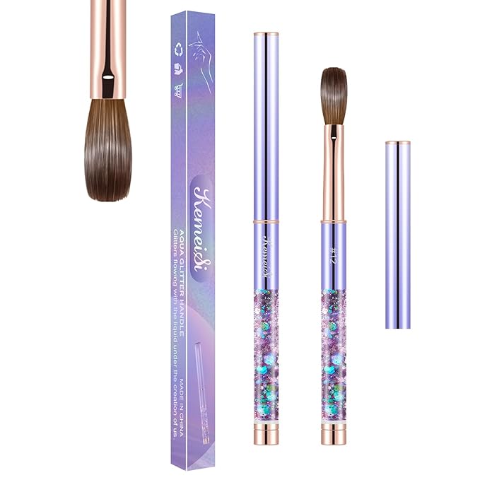 Acrylic Nail Brush Size #12, KEMEISI 100% Pure Kolinsky Nail Art Brushes Sturdy Handle Oval Shaped Acrylic Powder Nail Design Tools for Professional Manicure DIY Home Salon (Purple)-BrightBean Baby
