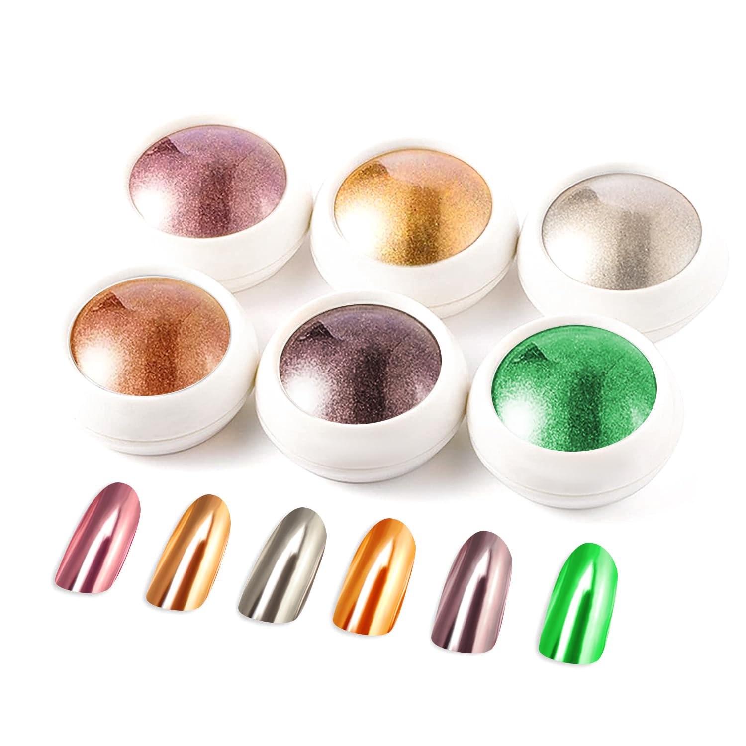 Rose Gold Chrome Nail Powder: Metallic Mirror Powder Holographic Pigment Powder Silver Green Chrome Nail Powder for Nails Rose Gold Nail Chrome Powder for Nails Art DIY Decoration-BrightBean Baby