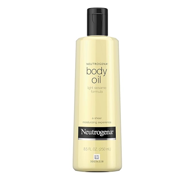 Neutrogena Body Oil Light Sesame Formula, 8.5 fl oz, Radiant Glow Moisturizer for Dry Skin, Bath & Shower Oil For Smooth and Hydrated Skin-BrightBean Baby