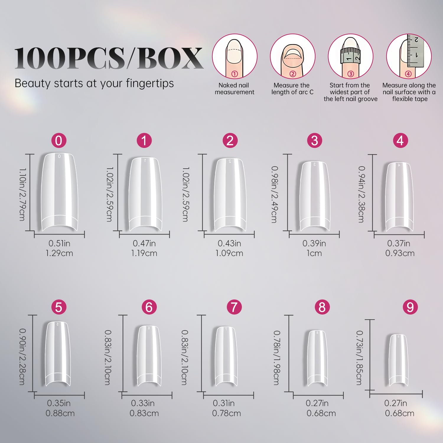 krofaue 100PCS Clear False Nails Tips and Nail Gule Kit, Half Cover Lady French Style Acrylic Artificial Tips 3Pcs Nail Glue for Nail Extension kit Nail Tips Art Salons and Home DIY-BrightBean Baby