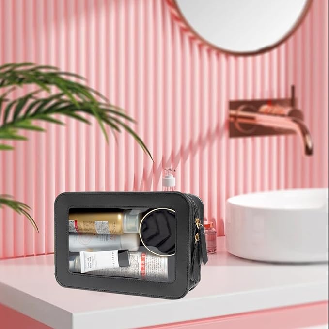 Clear Makeup Bag Small, TSA Approved Portable Toiletry Bag with Zipper Cosmetic Travel Bag Makeup Organizer Case Mini Makeup Pouch for Purse Car Organizer Bag for Women Men-BrightBean Baby