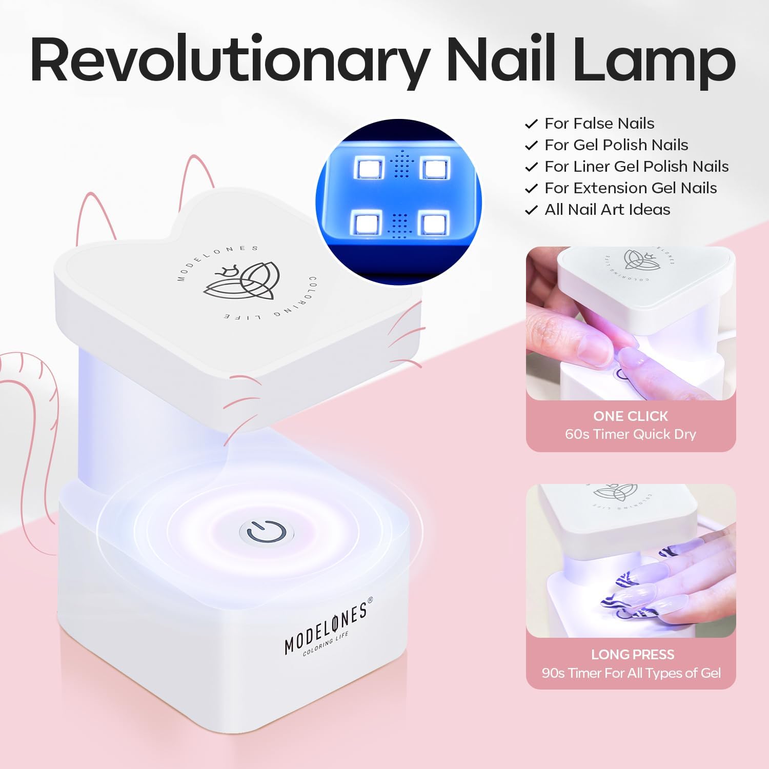 modelones Long Coffin Gel Nail Tips Kit, 9-in-One Nail Glue with Portable U V Lamp 216Pcs 12Sizes Pre-Etched Press ons Fake Acrylic Extension Kit DIY Salon Gift for Women-BrightBean Baby