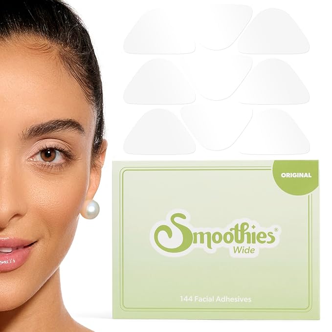 Smoothies Wide Wrinkle Patches for Face Overnight - Facial Patches for Elevens, Crows Feet and more, 144 Facial Adhesives per Box - Face Tape, Made in the USA-BrightBean Baby