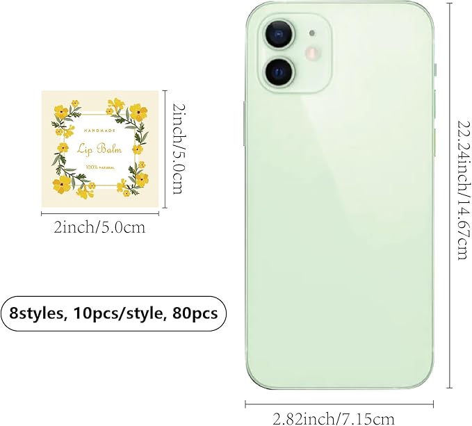 CRASPIRE 80Pcs 8 Styles Lip Balm Sticker Flower Wreath Plants Self-Adhesive Homemade Lip Balm Labels Floral Patter Square DIY Label Stickers for Lip Balm Containers Cosmetics Lipsticks-BrightBean Baby