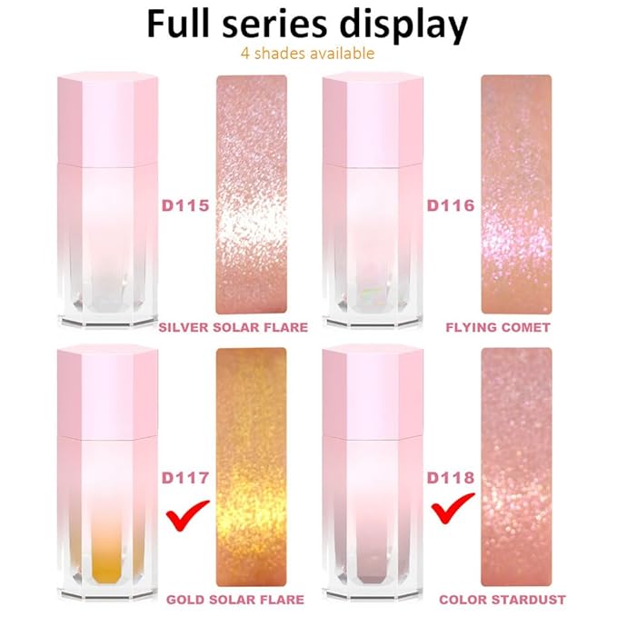 evpct Light Liquid Face Highlighter Makeup Waterproof Long Lasting Mermaid Pink Rose Gold Glimmer Glow Sparkly Glitter Body Shimmer Oil Liquid Luminizer Stick Highlight Illuminator for Face Body Cheek-BrightBean Baby