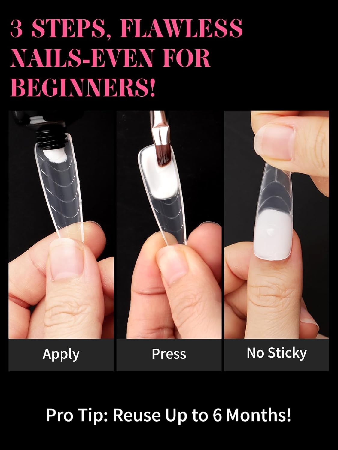 EBANKU Dual Nail Forms for Poly Extension Gel, 288 PCS Nail Forms Reusable Acrylic Nail Molds Sets, 12 Sizes Nail Extension Forms for Builder Gel Manicure Nail Art Design Salon DIY-BrightBean Baby