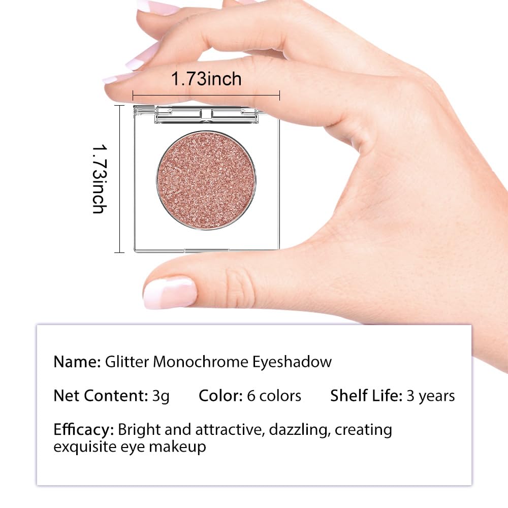 Champagne Rose Gold Monochrome Shimmer Eyeshadow Palette Makeup,Long Lasting Naturing-Looking Lightweight Glitter Single Eyeshadow,Neutral Powde Eye Shadow for Older Women-BrightBean Baby