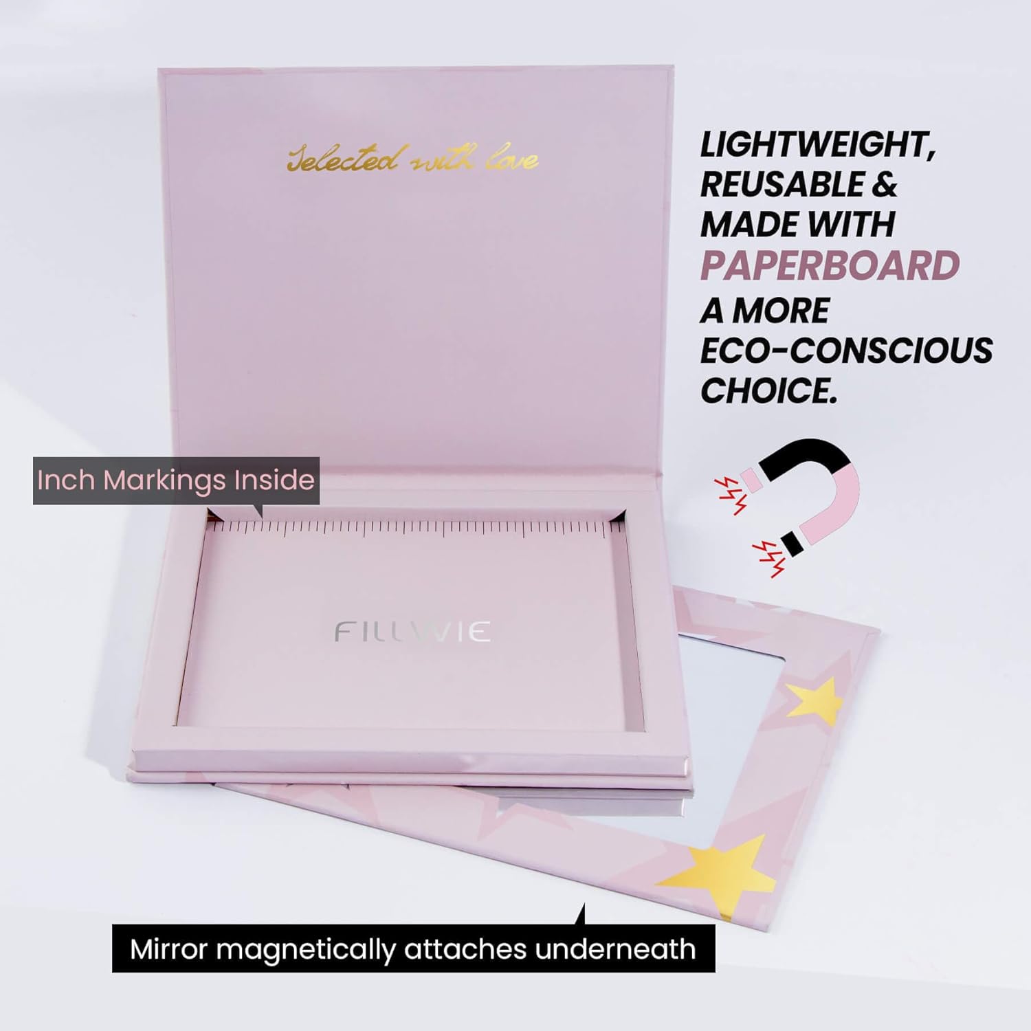 Magnetic Empty Makeup Palette with Mirror – Customizable Refillable Case for Eyeshadow, Blush, Lipstick, Highlighter – Lightweight, Waterproof, with Spatula & 20 Metal Stickers (Pink, Medium)-BrightBean Baby