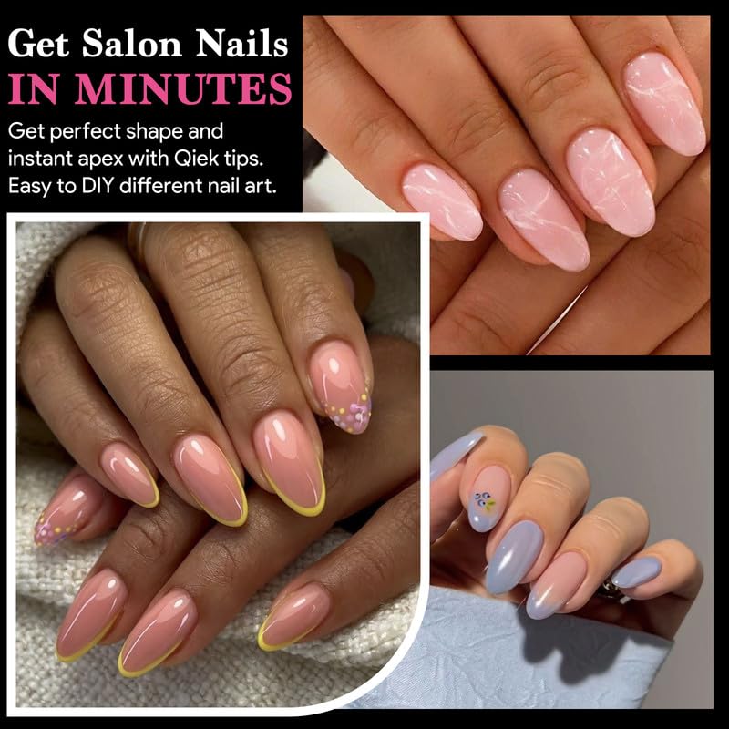 Medium Round False Nail Tips, 15 Sizes 510 PCS Clear Soft Press On Fake Nail Pre-shaped Half Matte Full Cover Gel Nail Tips Extensions Strong Thick Long Lasting for DIY Beginners & Salon Manicure-BrightBean Baby