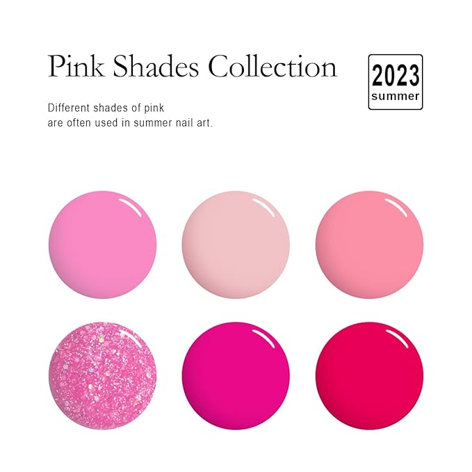 RARJSM Pink Gel Nail Polish Set 6 Pcs Pale Light Pink Neon Hot Pink Rose Glitter Fuchsia Sweet Cherry Colors Gel Polish Soak off 7.5ml UV LED Cured for Summer Home Salon Spring Nails-BrightBean Baby
