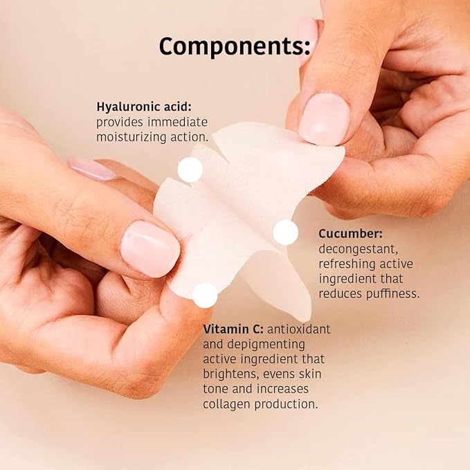 Eye Masks for Anti-Fatigue & Illuminating, Pack of 5 Pairs - Reduces Dark Circles, Puffiness - Hydrating with Vitamin C, Cucumber, Hyaluronic Acid - Vegan, Cruelty-Free Skincare Treatment-BrightBean Baby