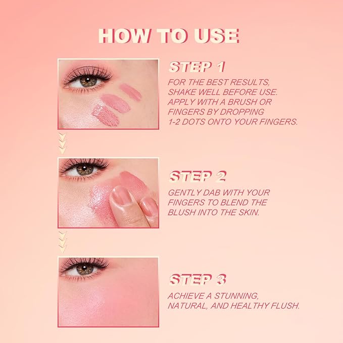 YOUNG VISION Liquid Cheek Blush -Soft Cream Rouge/Blusher Makeup, Buildable Gel-Cream Formula, Long-Wearing, Dewy Finish-BrightBean Baby