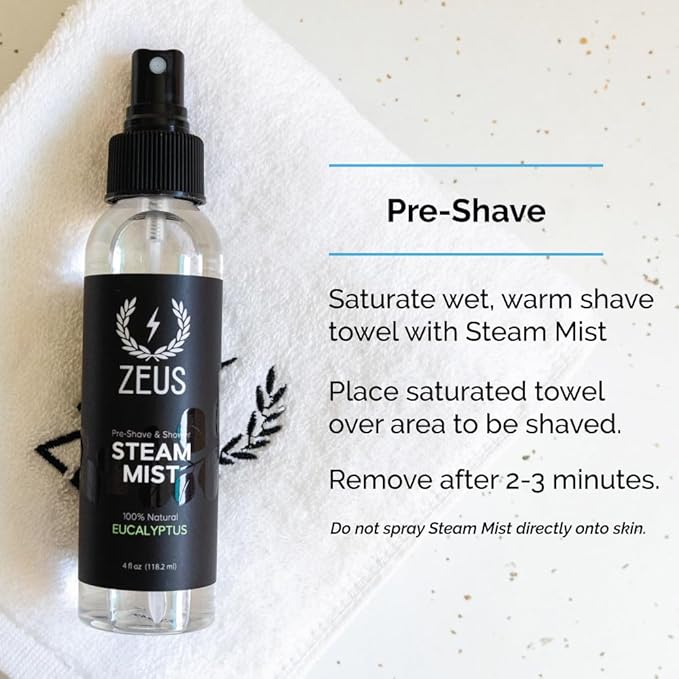 ZEUS 100% Natural Eucalyptus Oil Steam Mist, Aromatherapy Spray for Shower, Sauna, Bath & Pre-Shave, Nasal Relief & Spa-Inspired Refreshment (Made in USA) 4 oz.-BrightBean Baby
