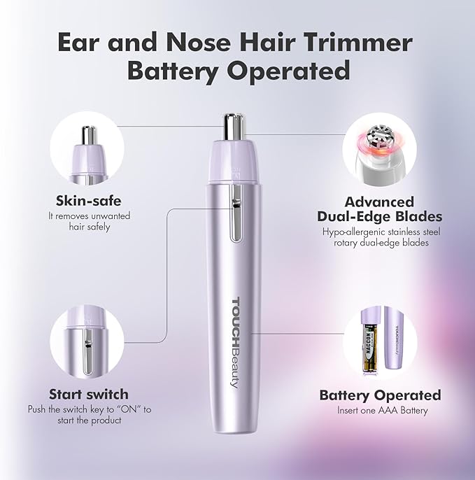 TOUCHBeauty Battery Powered Ear and Nose Hair Trimmer for Women, Portable Battery Powered Trimmer, Mini Painless Design for Sensitive Skin, Easy Clean & Travel Friendly-BrightBean Baby