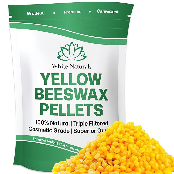Yellow Beeswax Pellets 1lb (16oz), Pure, Natural, Cosmetic Grade, Organic, Bees Wax Pastilles, Triple Filtered, Great For Candle Making, Soap, Food Wrap, DIY Lip Balms, Lotions-BrightBean Baby