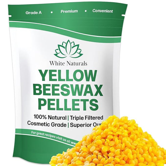 Yellow Beeswax Pellets 1lb (16oz), Pure, Natural, Cosmetic Grade, Organic, Bees Wax Pastilles, Triple Filtered, Great For Candle Making, Soap, Food Wrap, DIY Lip Balms, Lotions-BrightBean Baby